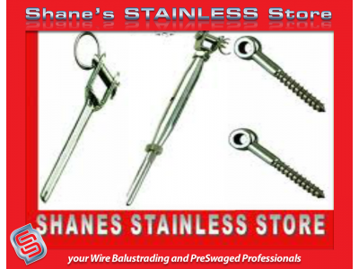 Stainless Steel PreSwaged Wire Kits with Lag Screws.